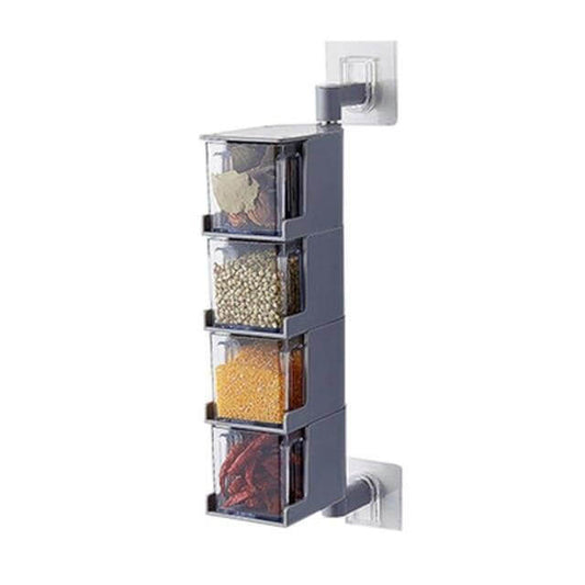 Rynx | Layered Wall Mounted Rotating Seasoning Storage Organizer Boxes