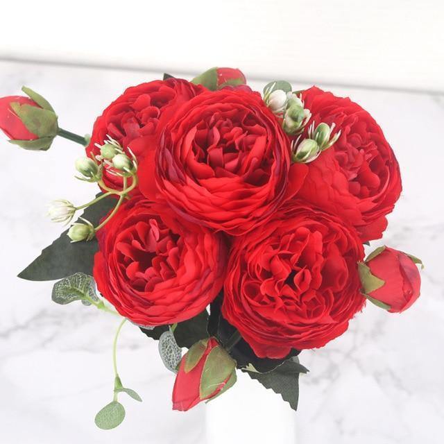 Rynx | BloomCraft Silk Peony Set | 9 pieces | Artificial Flowers for Elegant Decoration