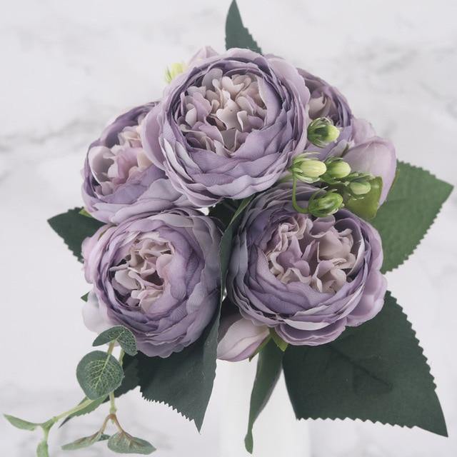 Rynx | BloomCraft Silk Peony Set | 9 pieces | Artificial Flowers for Elegant Decoration