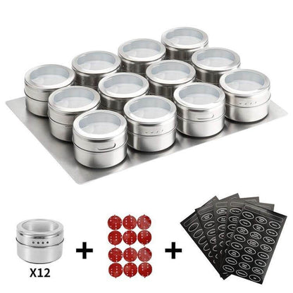 Rynx | Magnetic Stainless Steel Seasoning Spice Jar Set