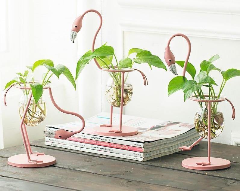 Rynx | FlamigoBloom Tropical Decorative Vase | Houseplant Container | Stylish Glass Vase with Flamingo Design