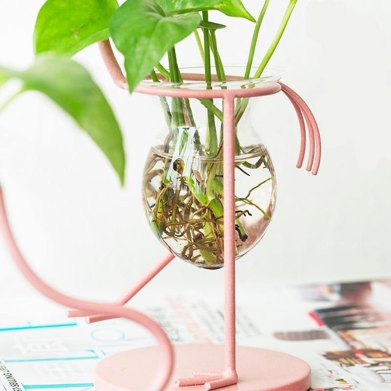 Rynx | FlamigoBloom Tropical Decorative Vase | Houseplant Container | Stylish Glass Vase with Flamingo Design