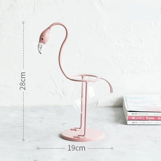 Rynx | FlamigoBloom Tropical Decorative Vase | Houseplant Container | Stylish Glass Vase with Flamingo Design