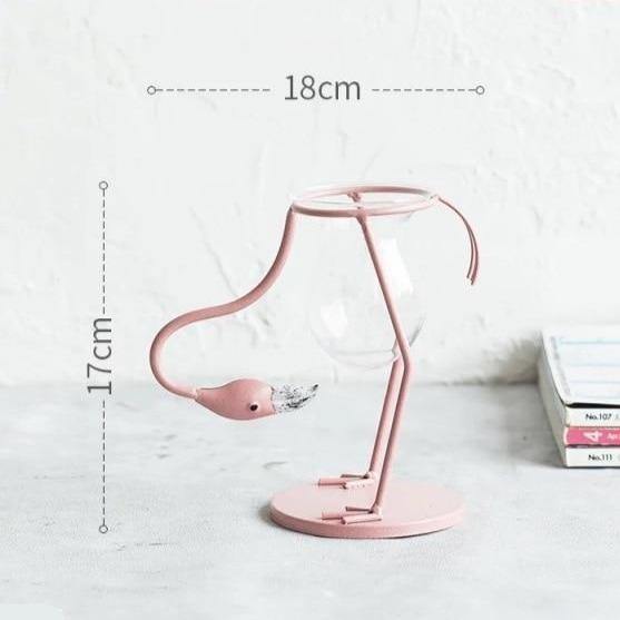 Rynx | FlamigoBloom Tropical Decorative Vase | Houseplant Container | Stylish Glass Vase with Flamingo Design
