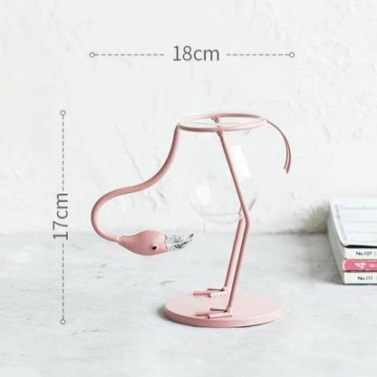 Rynx | FlamigoBloom Tropical Decorative Vase | Houseplant Container | Stylish Glass Vase with Flamingo Design