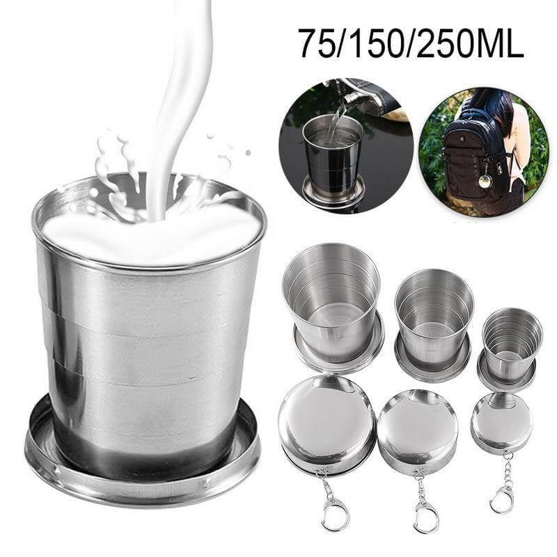 Rynx | Foldable Portable Stainless Steel Camping Cup With Keychain