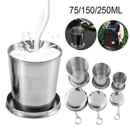 Rynx | Foldable Portable Stainless Steel Camping Cup With Keychain