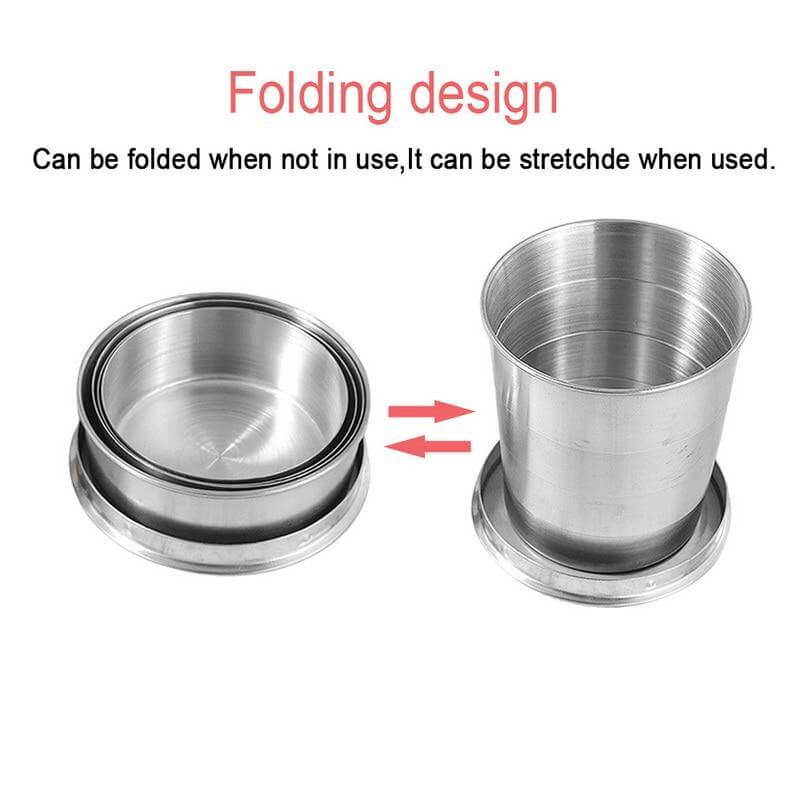 Rynx | Foldable Portable Stainless Steel Camping Cup With Keychain