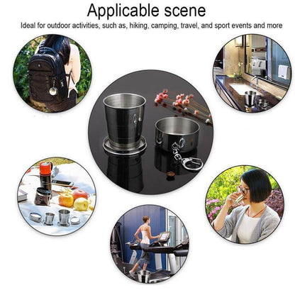 Rynx | Foldable Portable Stainless Steel Camping Cup With Keychain