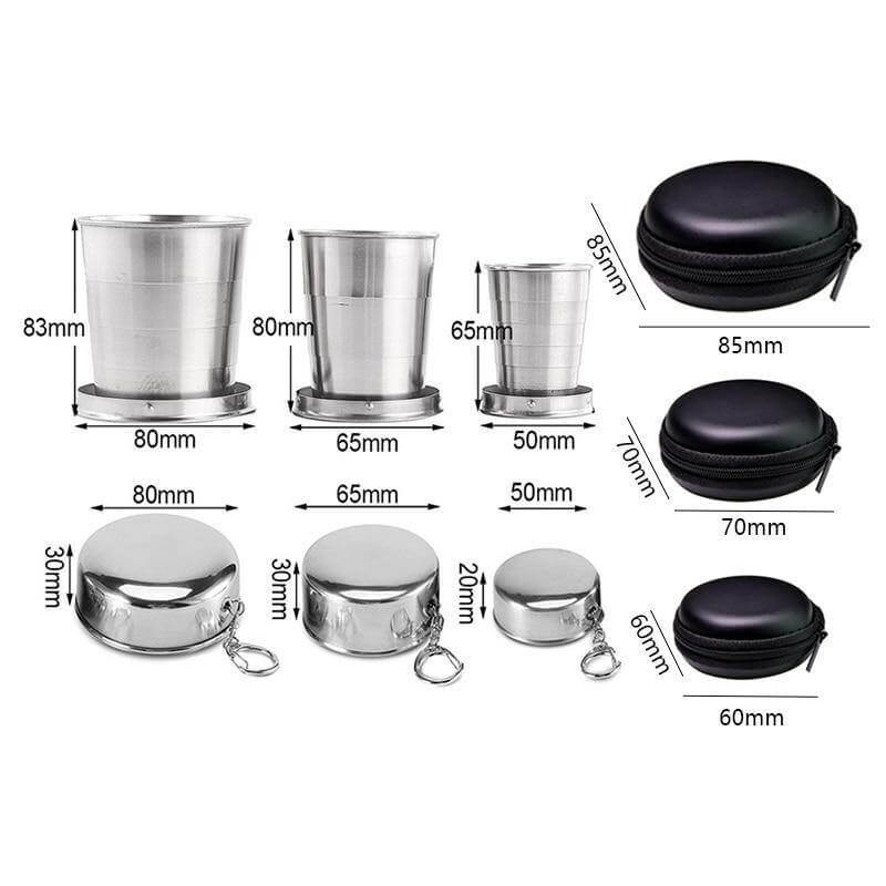 Rynx | Foldable Portable Stainless Steel Camping Cup With Keychain