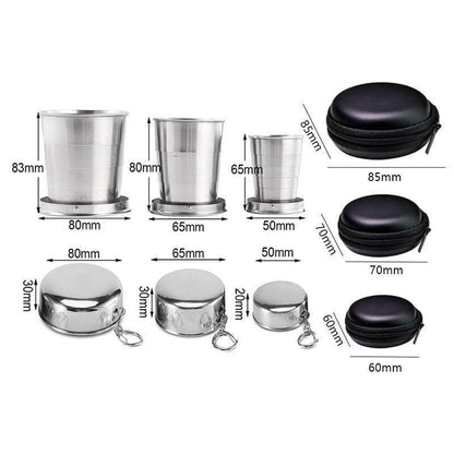 Rynx | Foldable Portable Stainless Steel Camping Cup With Keychain