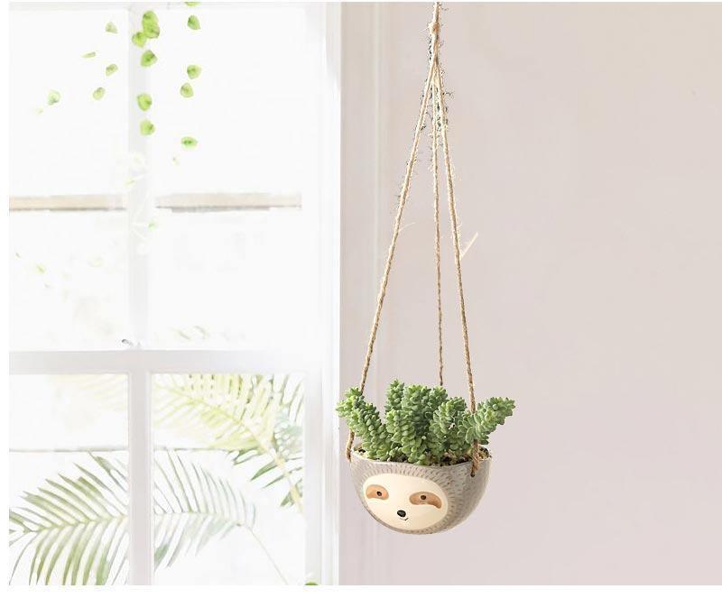 Rynx | ChillPaws Hanging Ceramic Planter for Succulents | Sloth Design | Stylish Decor for Home & Garden