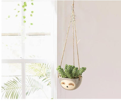 Rynx | ChillPaws Hanging Ceramic Planter for Succulents | Sloth Design | Stylish Decor for Home & Garden