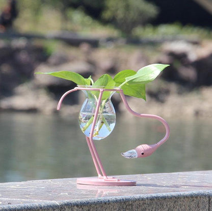 Rynx | FlamigoBloom Tropical Decorative Vase | Houseplant Container | Stylish Glass Vase with Flamingo Design
