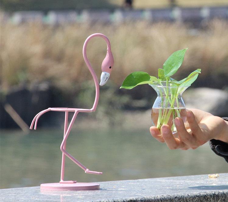 Rynx | FlamigoBloom Tropical Decorative Vase | Houseplant Container | Stylish Glass Vase with Flamingo Design