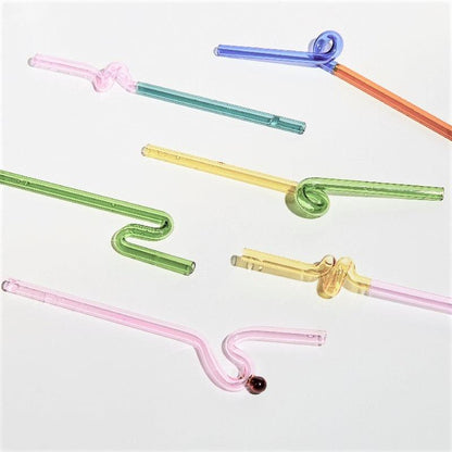 Rynx | GlassLuxe Twist Glass Straw Set | Colorful Drinking Straws | Sustainable & Reusable | For Cocktails & Smoothies