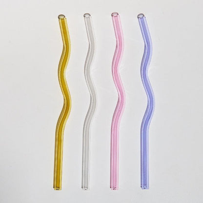 Rynx | GlassLuxe Twist Glass Straw Set | Colorful Drinking Straws | Sustainable & Reusable | For Cocktails & Smoothies