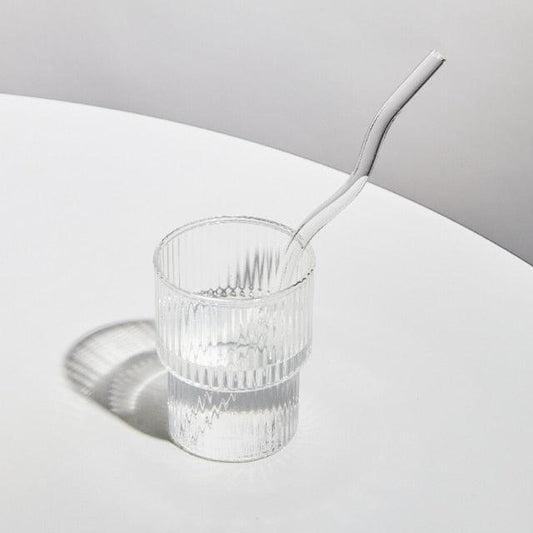 Rynx | GlassLuxe Twist Glass Straw Set | Colorful Drinking Straws | Sustainable & Reusable | For Cocktails & Smoothies Clear Wave