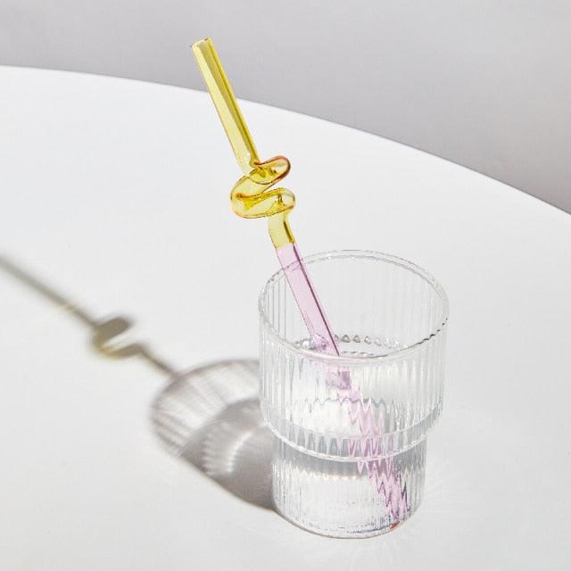 Rynx | GlassLuxe Twist Glass Straw Set | Colorful Drinking Straws | Sustainable & Reusable | For Cocktails & Smoothies
