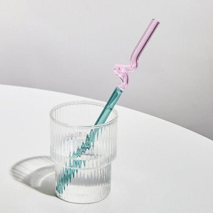 Rynx | GlassLuxe Twist Glass Straw Set | Colorful Drinking Straws | Sustainable & Reusable | For Cocktails & Smoothies