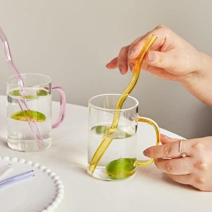 Rynx | GlassLuxe Twist Glass Straw Set | Colorful Drinking Straws | Sustainable & Reusable | For Cocktails & Smoothies