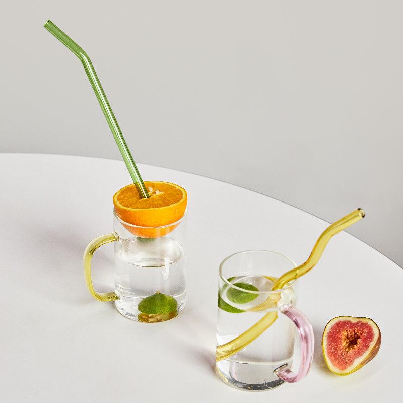 Rynx | GlassLuxe Twist Glass Straw Set | Colorful Drinking Straws | Sustainable & Reusable | For Cocktails & Smoothies