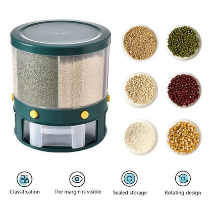 Rynx | 6 Grid Rotating Rice Storage Box Dispenser