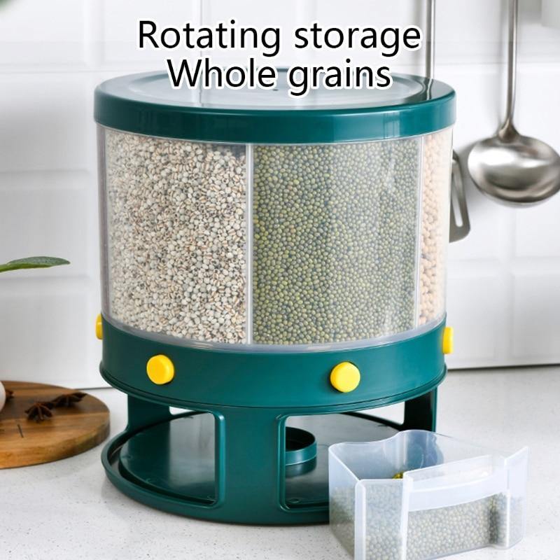 Rynx | 6 Grid Rotating Rice Storage Box Dispenser