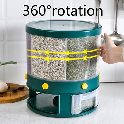 Rynx | 6 Grid Rotating Rice Storage Box Dispenser