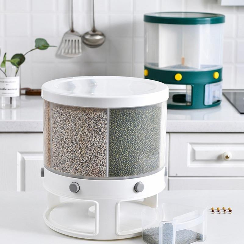 Rynx | 6 Grid Rotating Rice Storage Box Dispenser