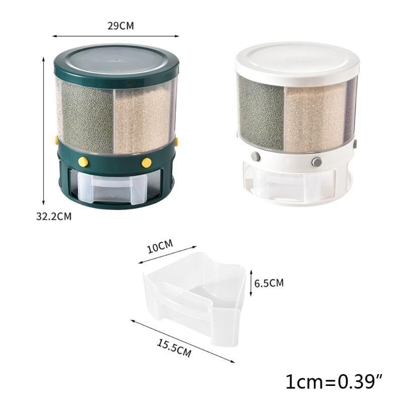 Rynx | 6 Grid Rotating Rice Storage Box Dispenser