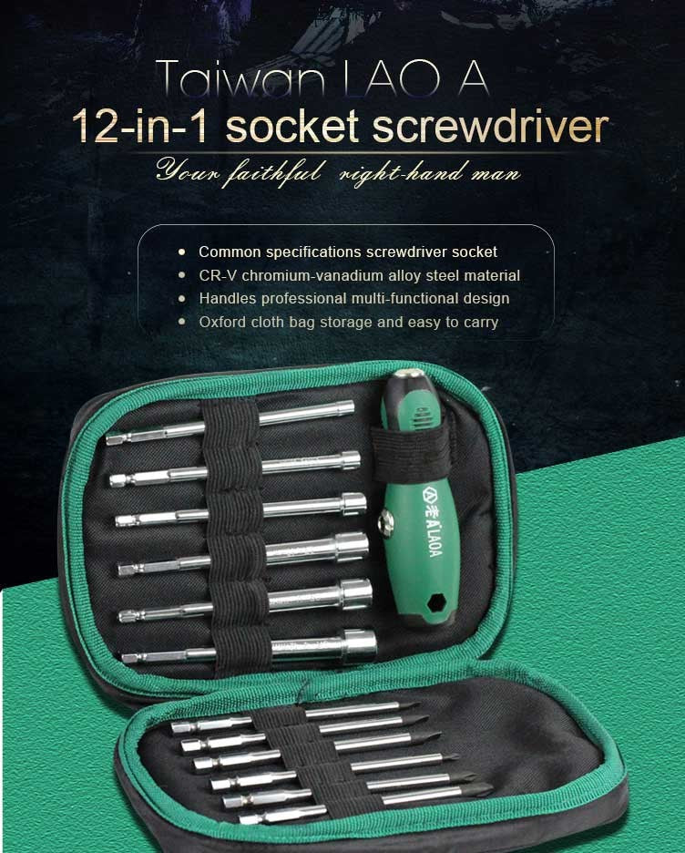 Rynx | 12-in-1 Multi-Function Professional Screwdriver Socket Set with T-Handle