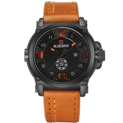 Rynx | NAVIFORCE Men's Watches Top Brand Luxury Sport Quartz-Watch Leather Strap Clock Men Waterproof Wristwatch relogio masculino 9099