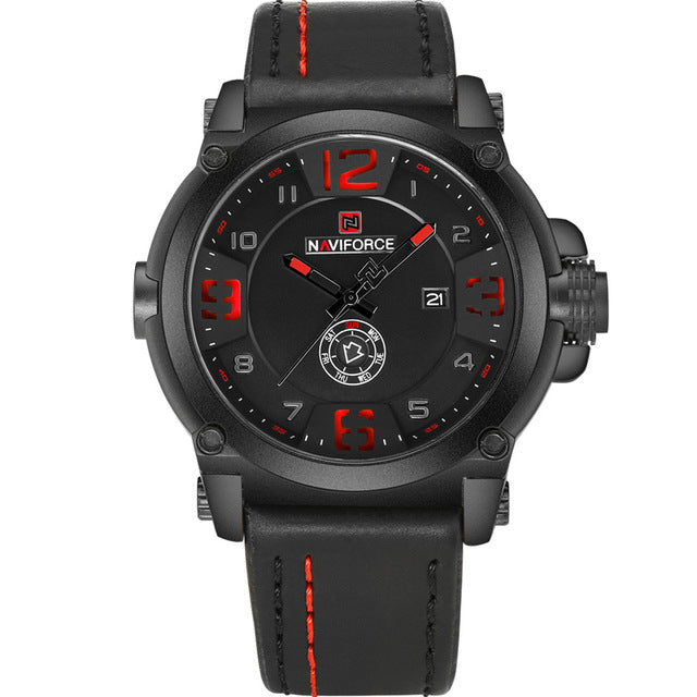 Rynx | NAVIFORCE Men's Watches Top Brand Luxury Sport Quartz-Watch Leather Strap Clock Men Waterproof Wristwatch relogio masculino 9099