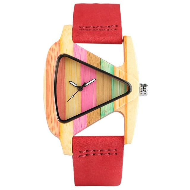 Rynx | Women's Colorful Wooden Triangular Quartz Wristwatch