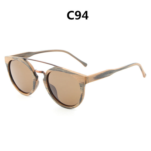 Rynx | HDCRAFTER Round Vintage Wood Sunglasses Polarized Mens Brand Designer Sun Glasses Wooden Sunglass Women oculos de sol masculino