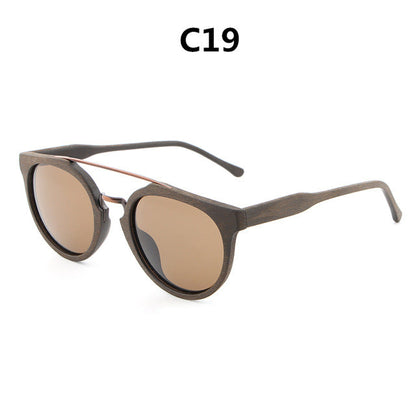 Rynx | HDCRAFTER Round Vintage Wood Sunglasses Polarized Mens Brand Designer Sun Glasses Wooden Sunglass Women oculos de sol masculino
