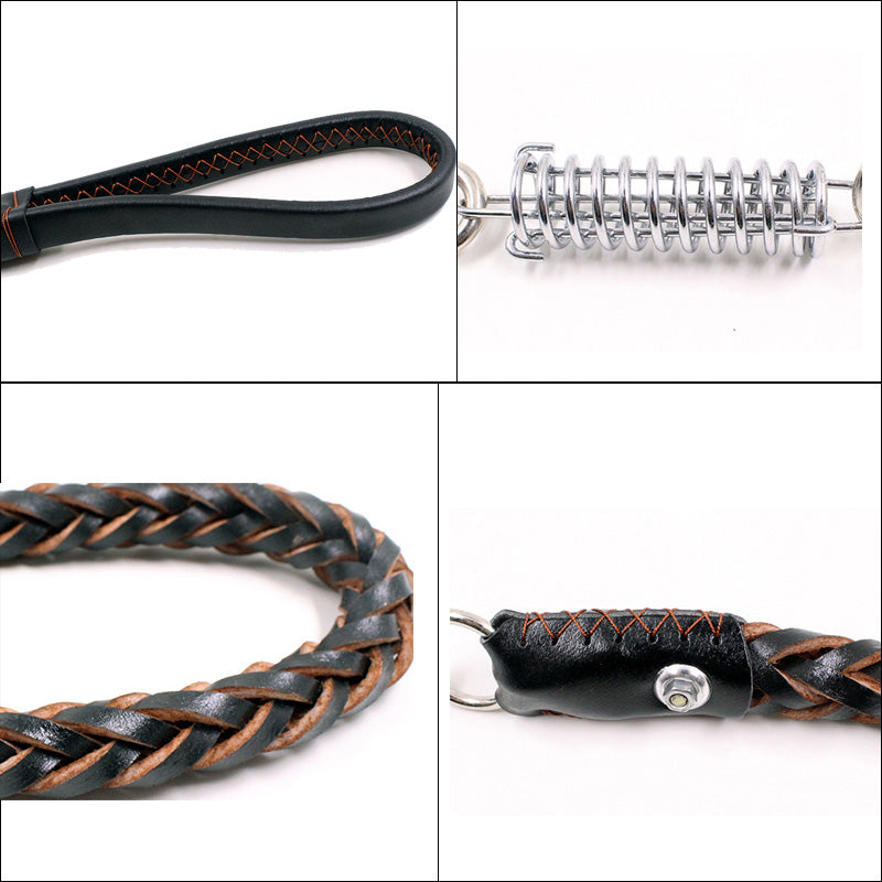 Rynx | Leather Dog Training Pet Leash with Spring Buffer to Decrease Pull Tension
