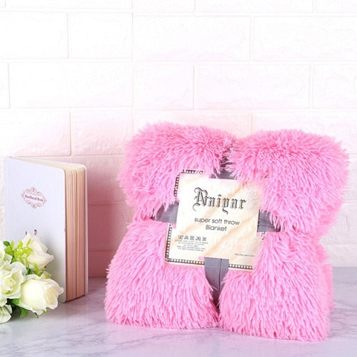 Rynx | Therapeutic Pink Fluffy Velvet Fleece Throw Blanket - Crib to King Size