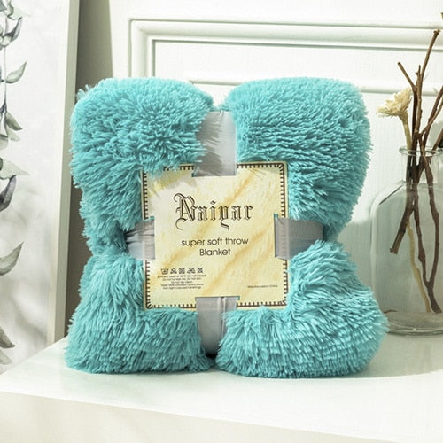 Rynx | Teal Fluffy Velvet Fleece Throw Blanket - Crib to King Size