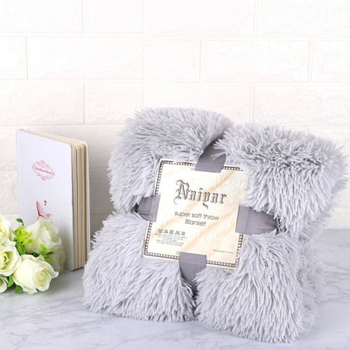 Rynx | Therapeutic Gray Fluffy Velvet Fleece Blanket - Children's Bed to Queen Size