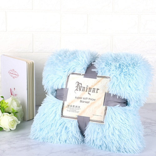 Rynx | Therapeutic soft blue fluffy velvet fleece throw blanket - from baby to king size