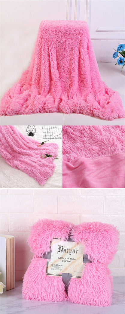 Rynx | Therapeutic Pink Fluffy Velvet Fleece Throw Blanket - Crib to King Size
