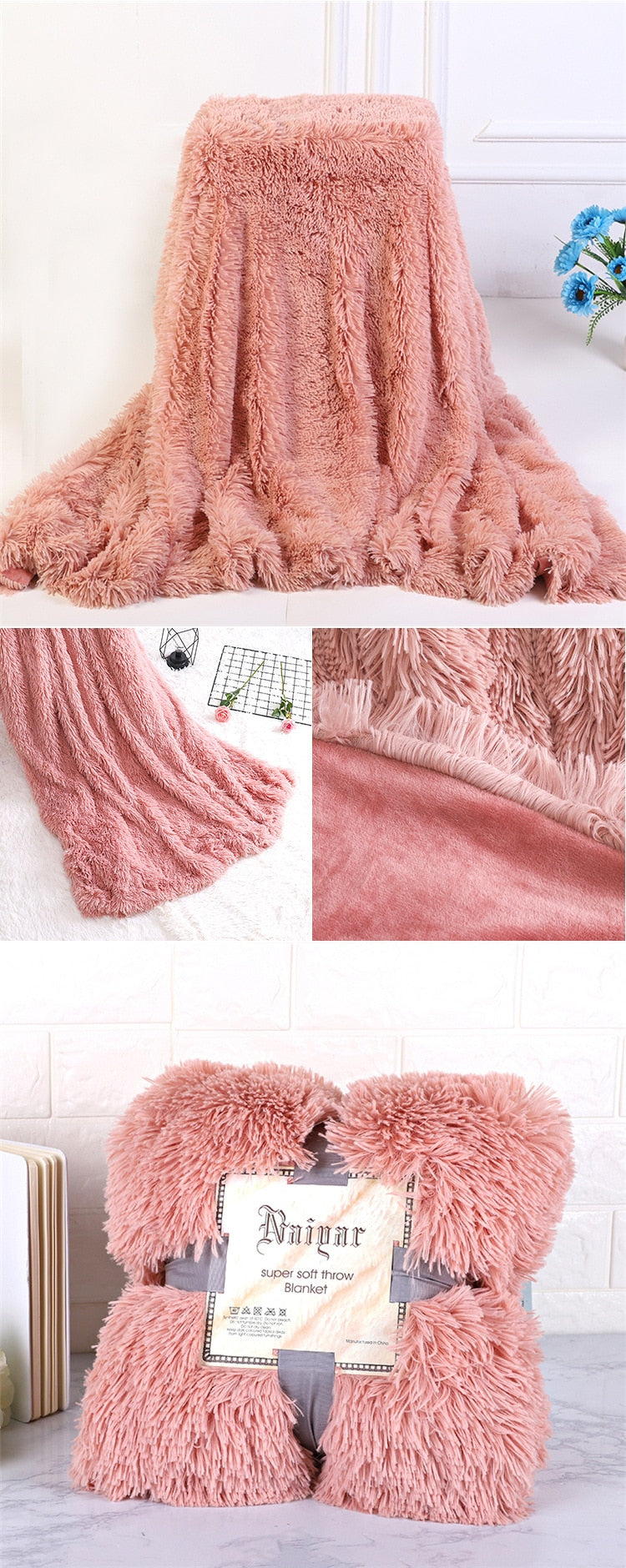 Rynx | Therapeutic Rose Gold Fluffy Velvet Fleece Blanket - Kids to Queen Size