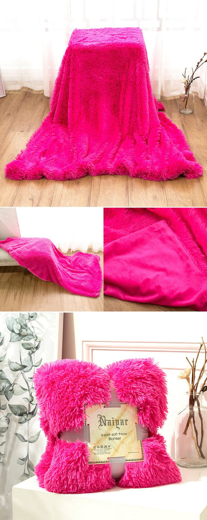 Rynx | Therapeutic Hot Pink Fluffy Velvet Fleece Throw Blanket - Crib to King Size