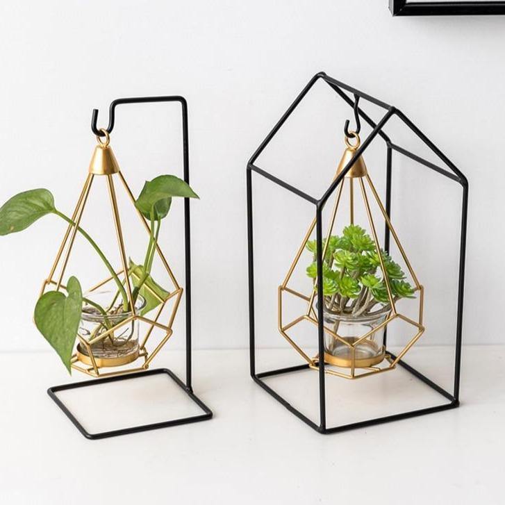 Rynx | GeoLume Geometric Hanging Candle Holder or Vase made of Iron | Modern Design | Versatile Decoration