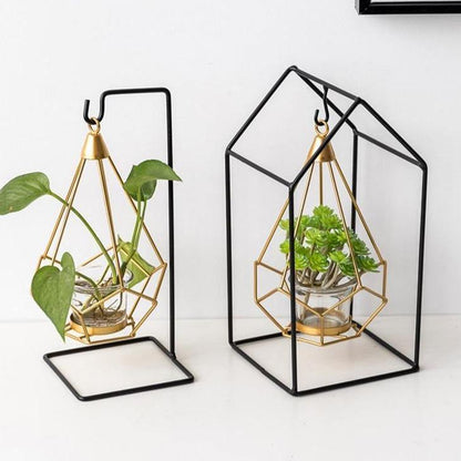 Rynx | GeoLume Geometric Hanging Candle Holder or Vase made of Iron | Modern Design | Versatile Decoration