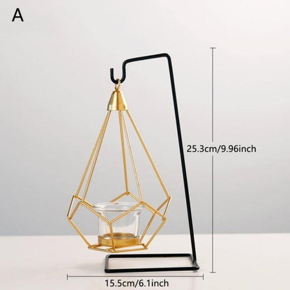 Rynx | GeoLume Geometric Hanging Candle Holder or Vase made of Iron | Modern Design | Versatile Decoration