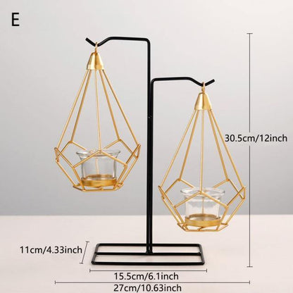 Rynx | GeoLume Geometric Hanging Candle Holder or Vase made of Iron | Modern Design | Versatile Decoration