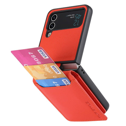 RYNX | Samsung Z Flip 4 / Flip 3 Case | Leather Wallet Card Holder Ring Holder Stand